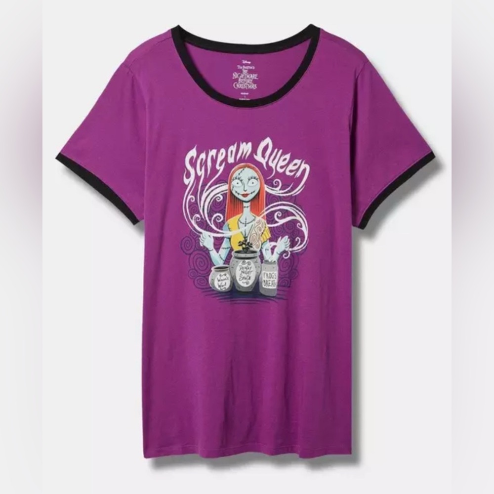 #x115  Torrid Disney Nightmare Before Christmas NBC Sally Classic Fit Ringer Tee